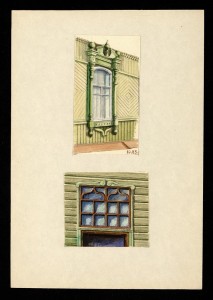 Наличник окна деревянного дома. Зеленко, 24. Окно над дверью. Димитрова, 60