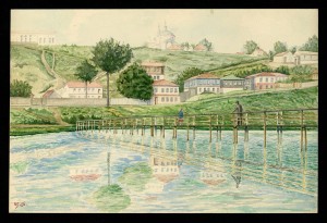 Вид из Стрелецкой слободы. Водяной мост через Тускарь